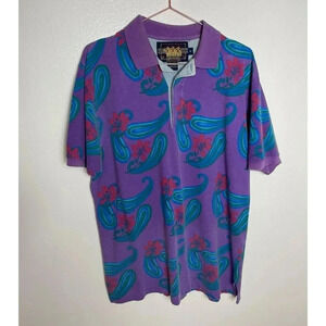 Polo Ralph Lauren Mens Pullover Short Sleeve Paisley Polo Shirt Purple Sz M